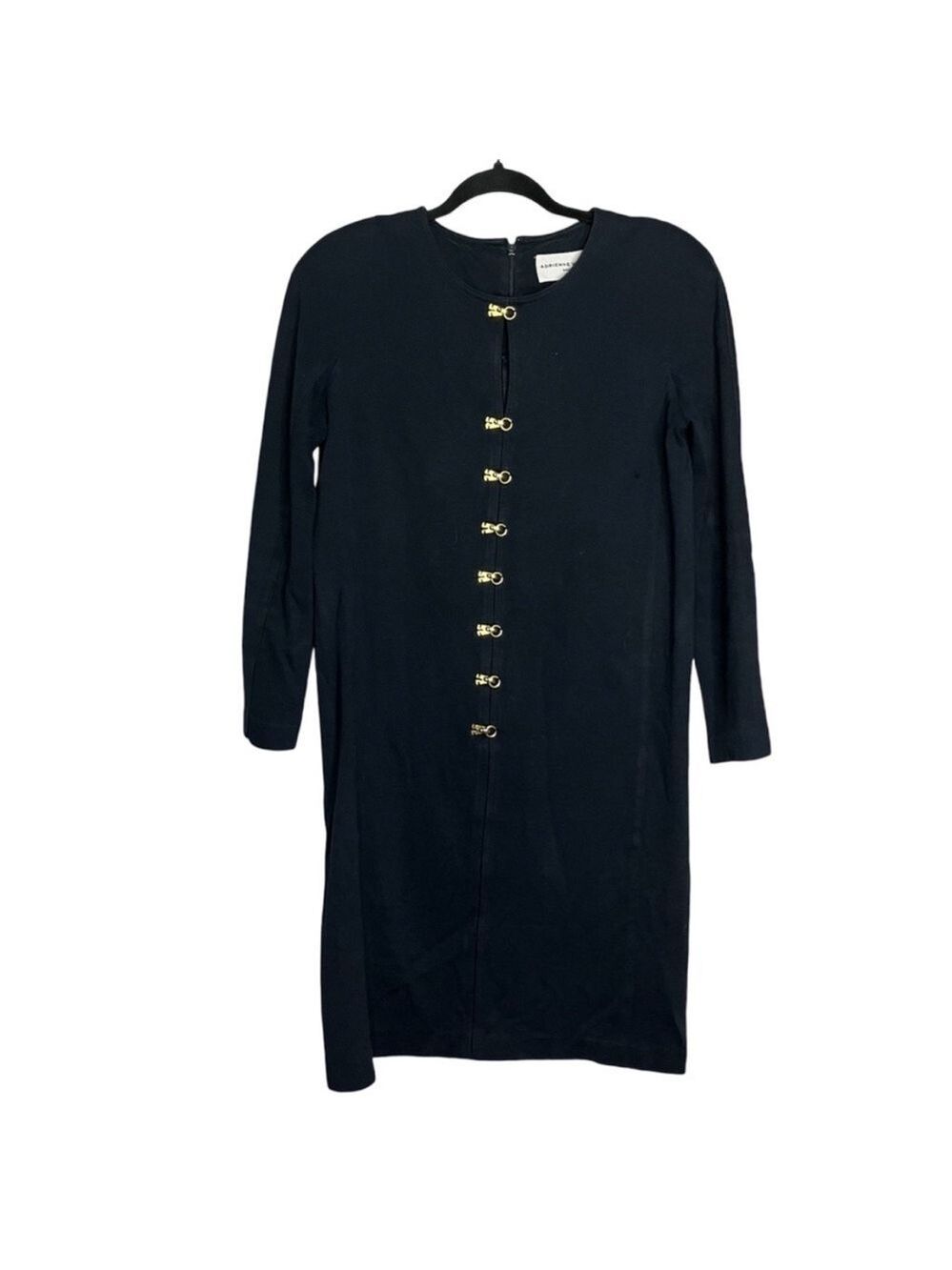 Adrienne Vittadini Vintage Sweater Dress Dark Navy Gold Hooks, size S